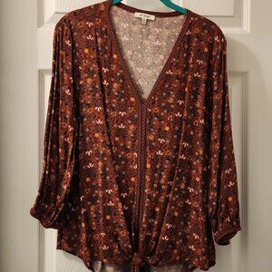 Max Studio Tie Hem Boho Top